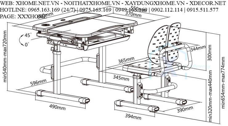 BỘ BÀN GHẾ HỌC SINH CẤP 1 X HOME SÀI GÒN HỒ CHÍ MINH HÀ NỘI XHOME3703