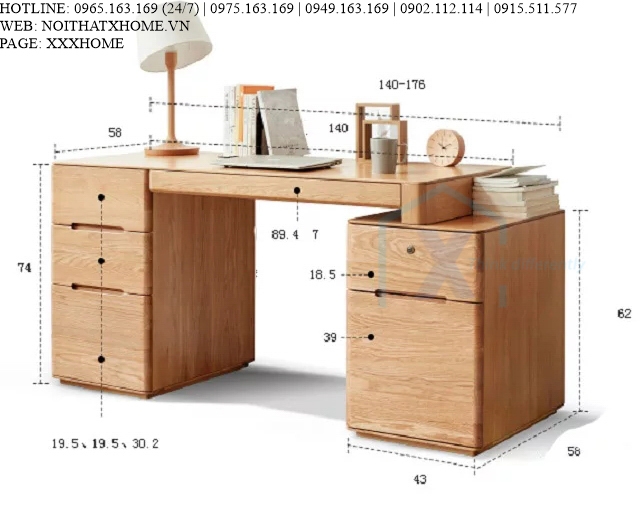 BÀN LÀM VIỆC GỖ X HOME Hà Nội Sài Gòn Hồ Chí Minh XHOME1108