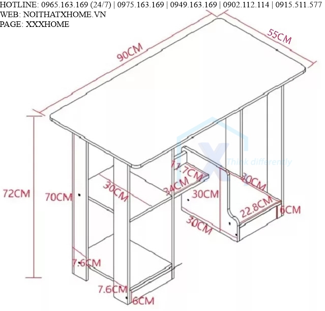 BÀN LÀM VIỆC GỖ X HOME Hà Nội Sài Gòn Hồ Chí Minh XHOME2239