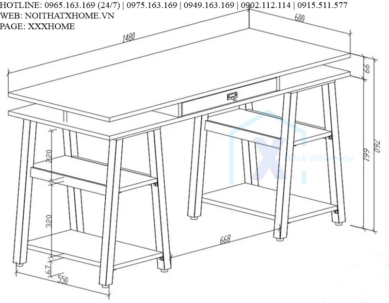 BÀN LÀM VIỆC GỖ X HOME Hà Nội Sài Gòn Hồ Chí Minh XHOME3306