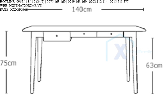 BÀN LÀM VIỆC GỖ X HOME Hà Nội Sài Gòn Hồ Chí Minh XHOME3325