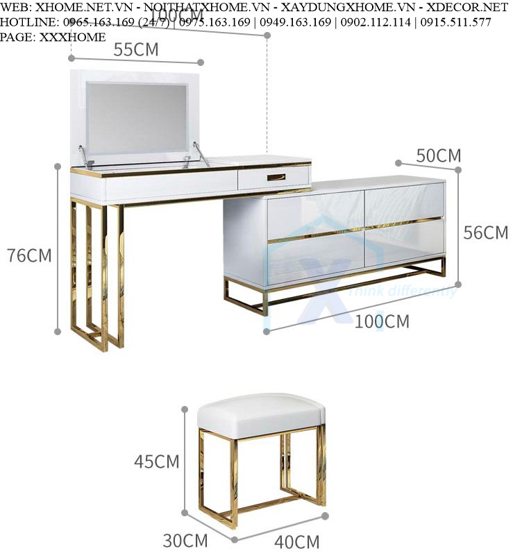 BÀN TRANG ĐIỂM CAO CẤP X HOME SÀI GÒN HÀ NỘI XHOME3309