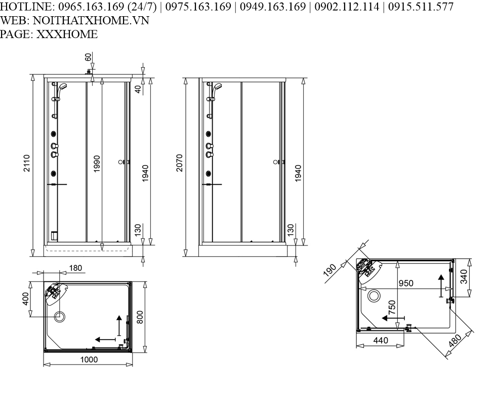 Bồn tắm xông hơi Glass – Archimede X HOME Hà Nội