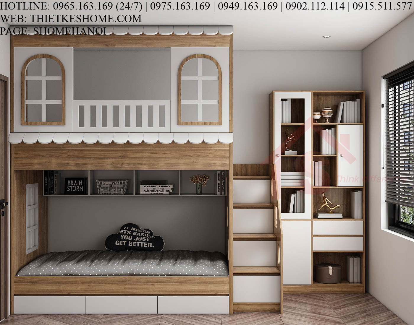 S HOME Combo mẫu nội thất phòng ngủ cho bé đẹp hiện đại tiện dụng SHOME6805