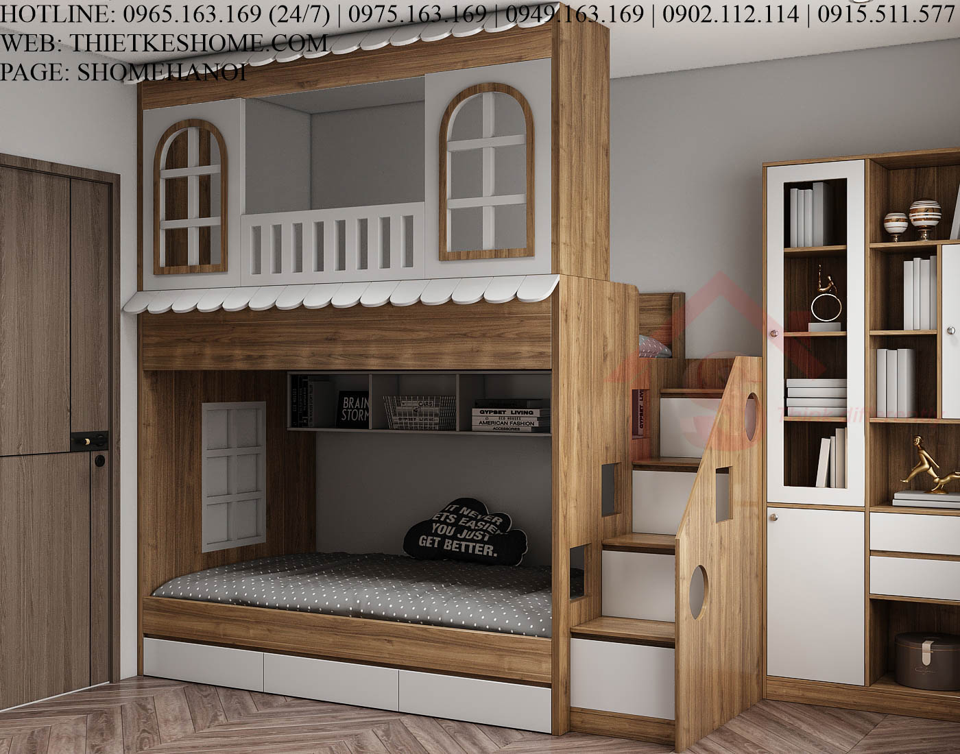 S HOME Combo mẫu nội thất phòng ngủ cho bé đẹp hiện đại tiện dụng SHOME6805
