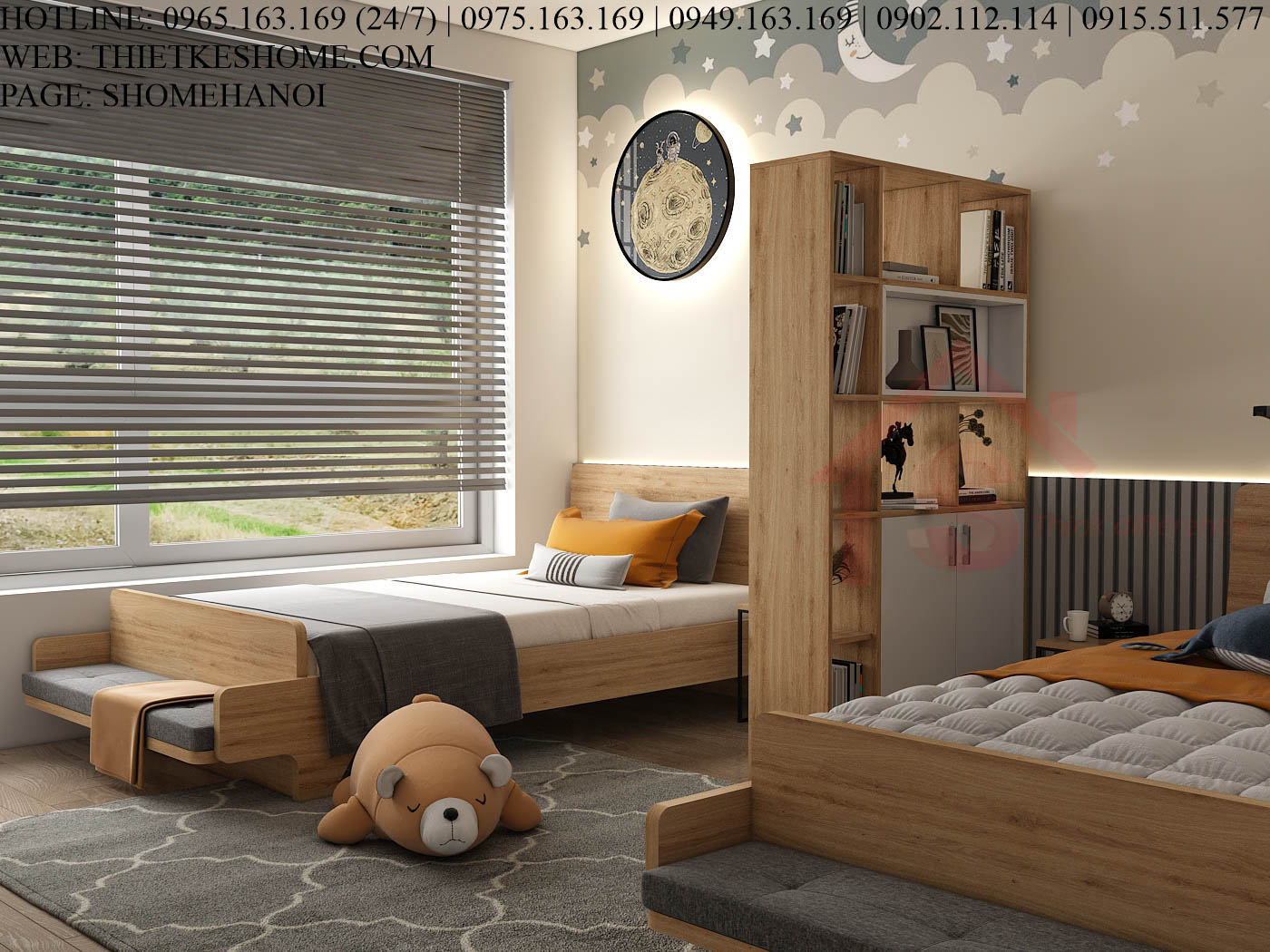 S HOME Combo mẫu nội thất phòng ngủ cho bé đẹp hiện đại tiện dụng SHOME6806