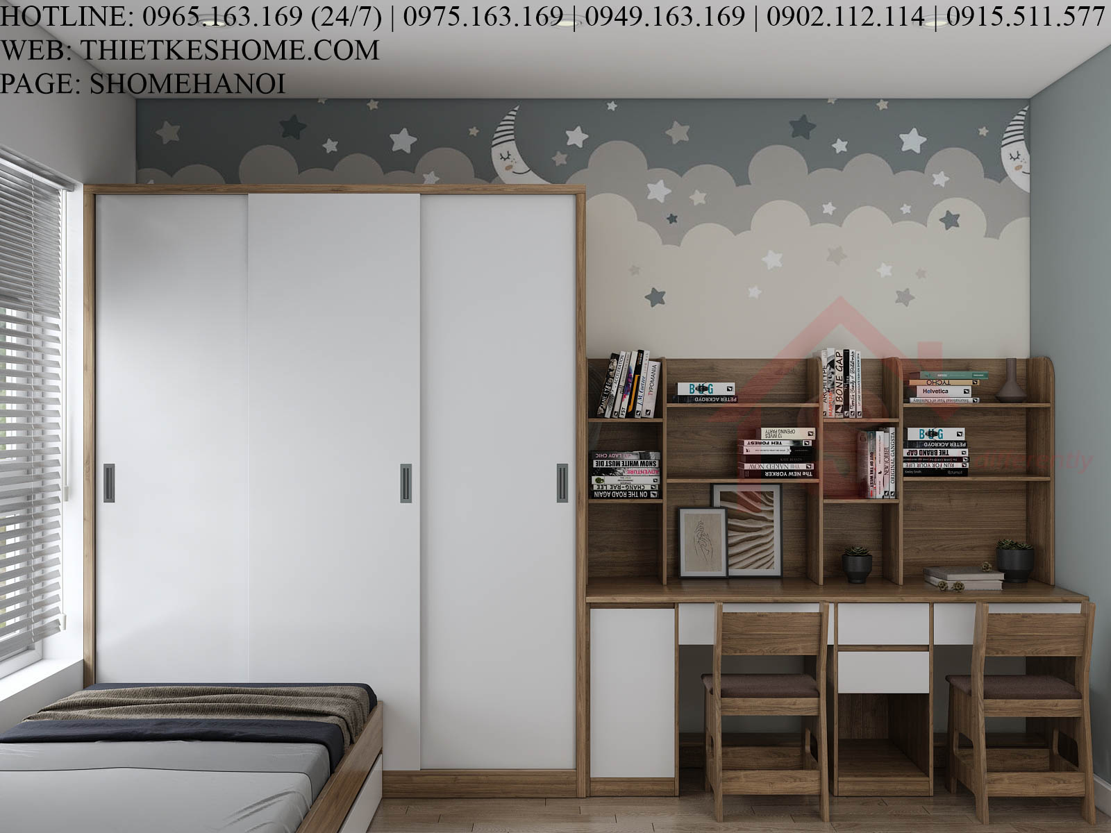 S HOME Combo mẫu nội thất phòng ngủ cho bé đẹp hiện đại tiện dụng SHOME6807