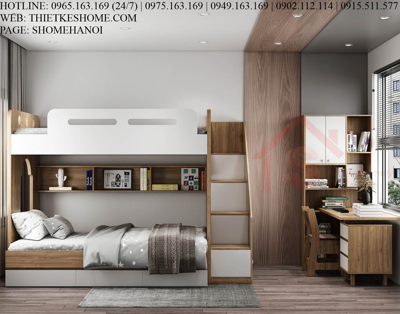 S HOME Combo mẫu nội thất phòng ngủ cho bé đẹp hiện đại tiện dụng SHOME6810
