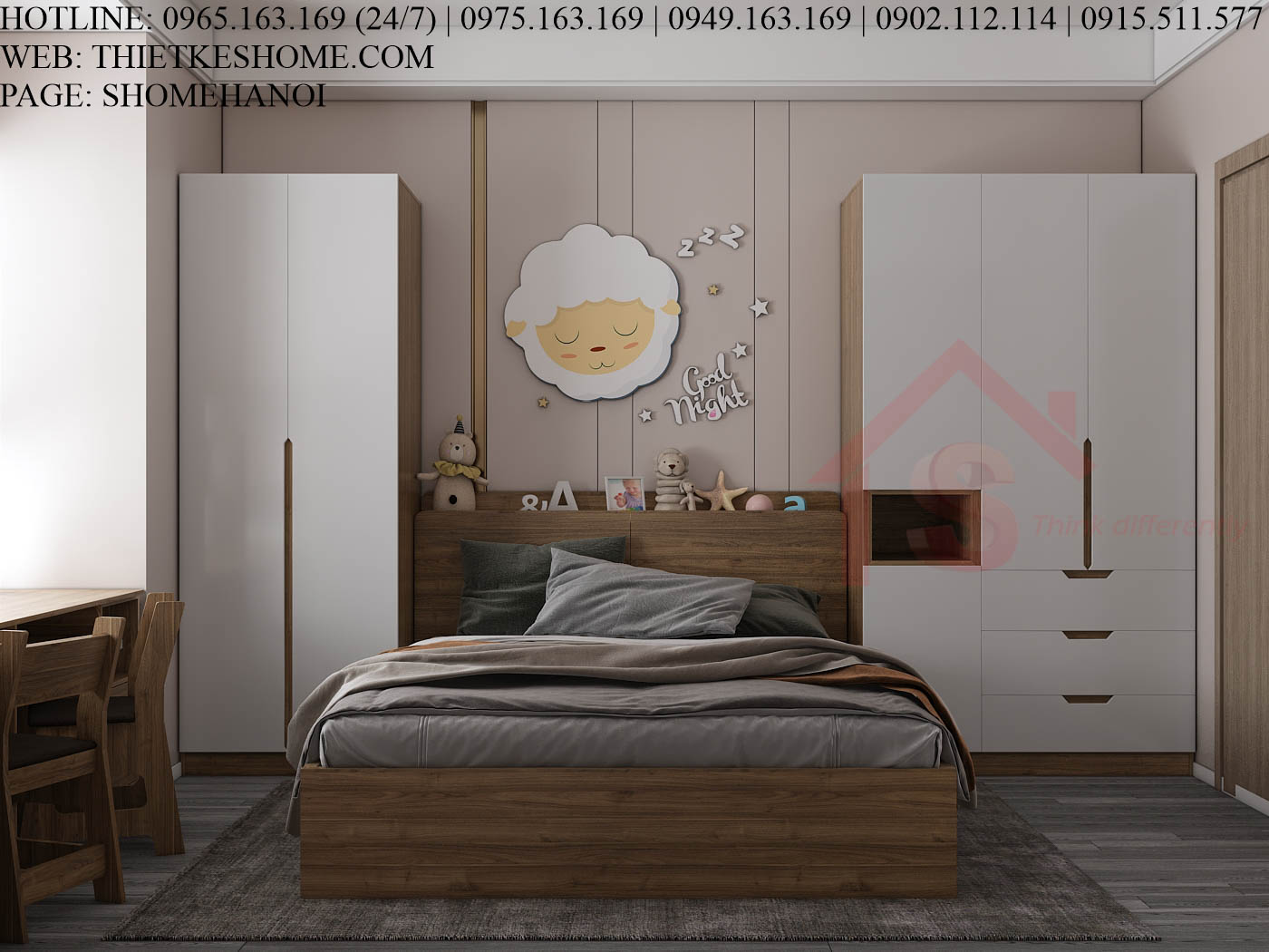 S HOME Combo mẫu nội thất phòng ngủ cho bé đẹp hiện đại tiện dụng SHOME6816