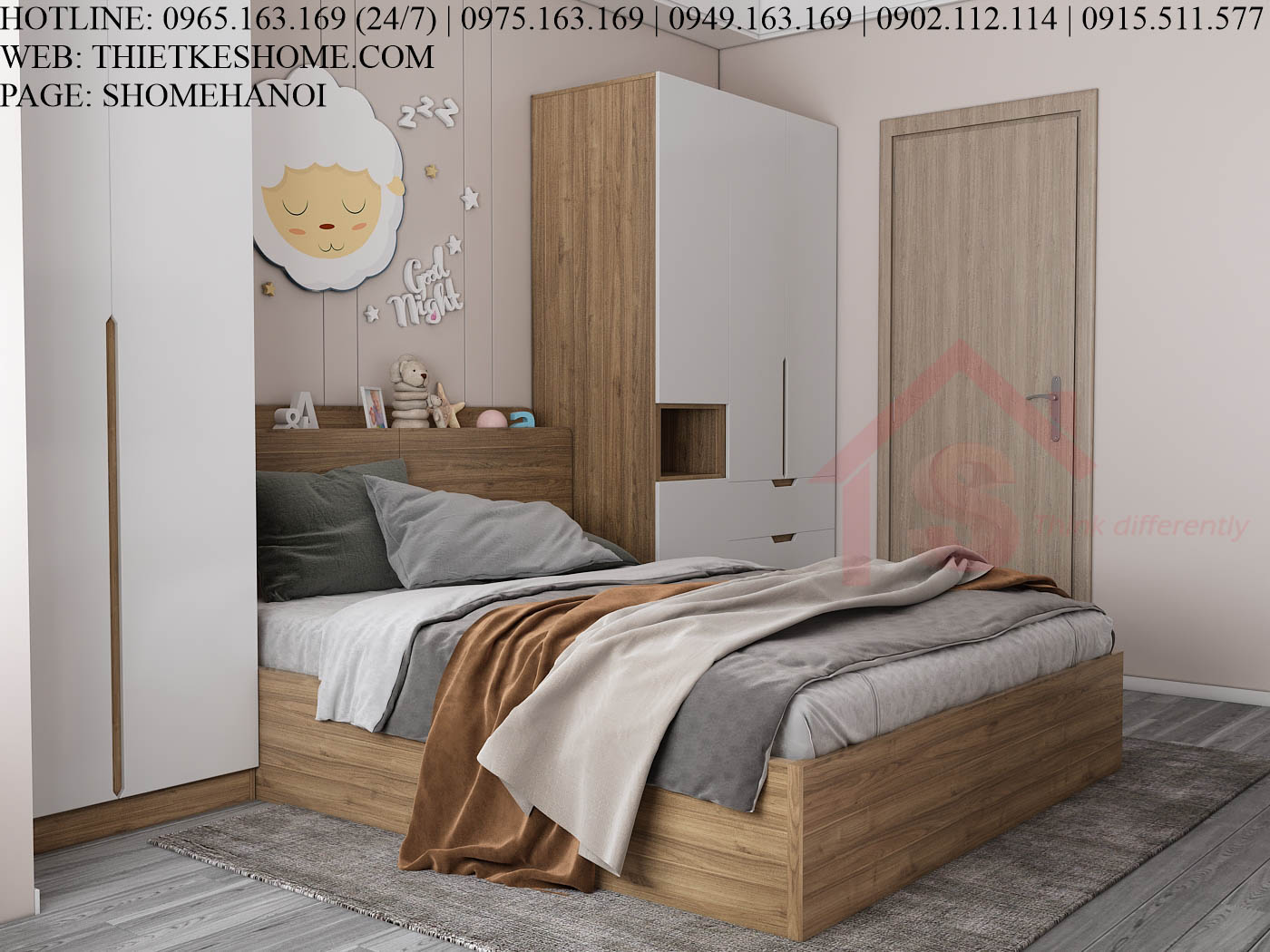 S HOME Combo mẫu nội thất phòng ngủ cho bé đẹp hiện đại tiện dụng SHOME6816