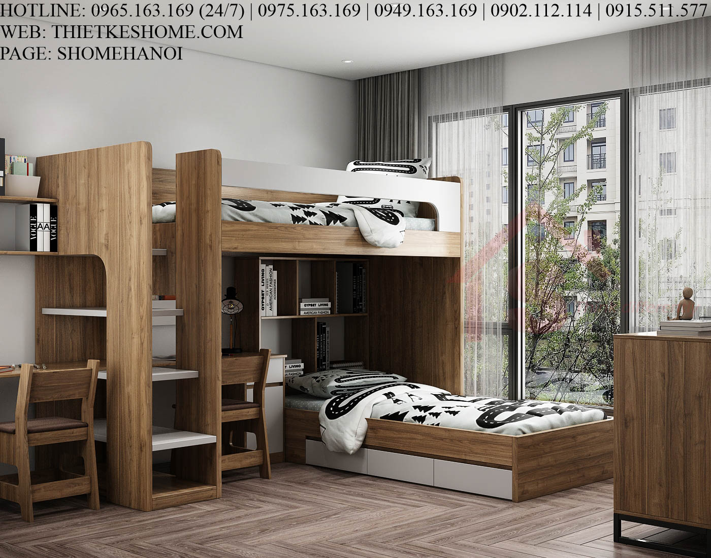 S HOME Combo mẫu nội thất phòng ngủ cho bé đẹp hiện đại tiện dụng SHOME6822