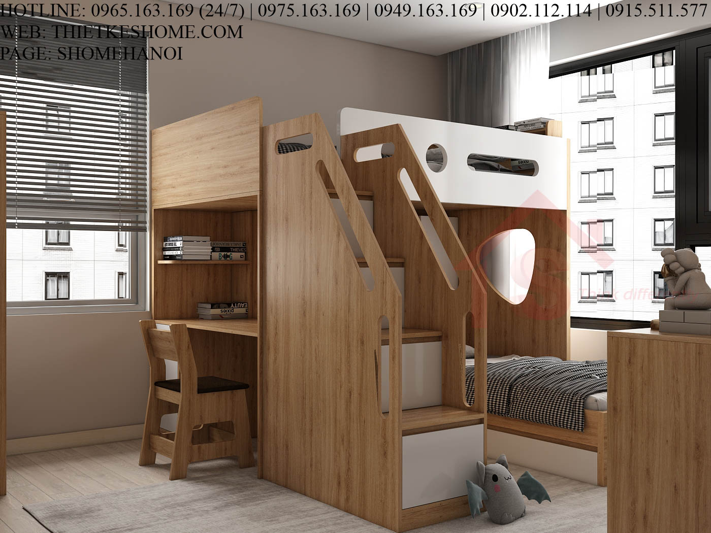 S HOME Combo mẫu nội thất phòng ngủ cho bé đẹp hiện đại tiện dụng SHOME6825