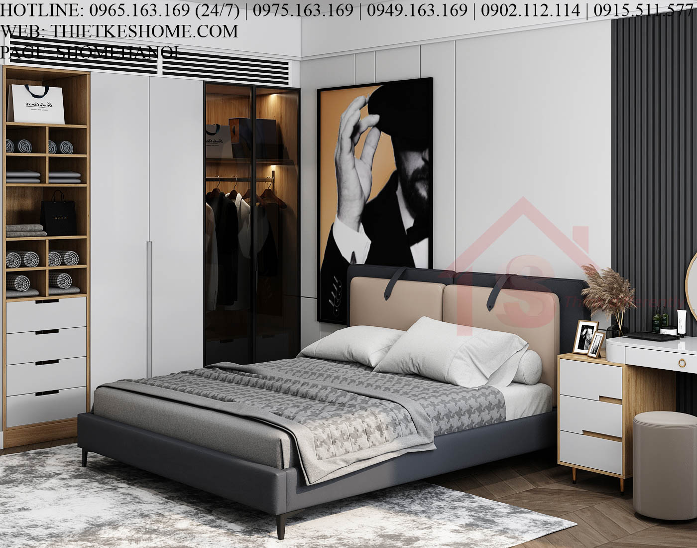 S HOME Combo mẫu nội thất phòng ngủ đẹp hiện đại tiện dụng SHOME6802