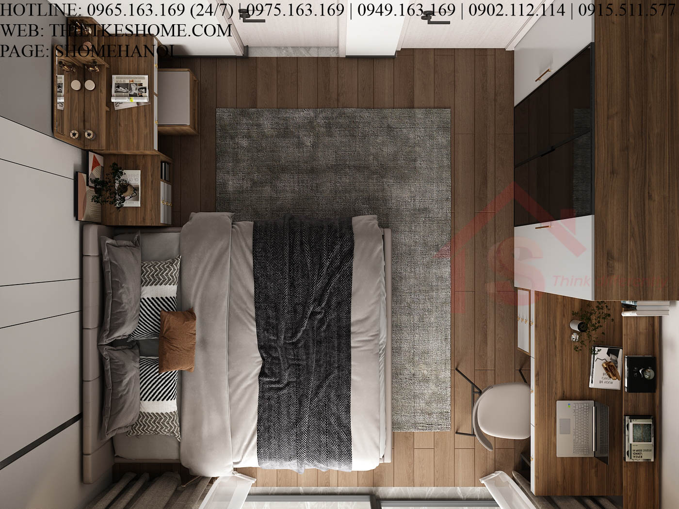 S HOME Combo mẫu nội thất phòng ngủ đẹp hiện đại tiện dụng SHOME6807