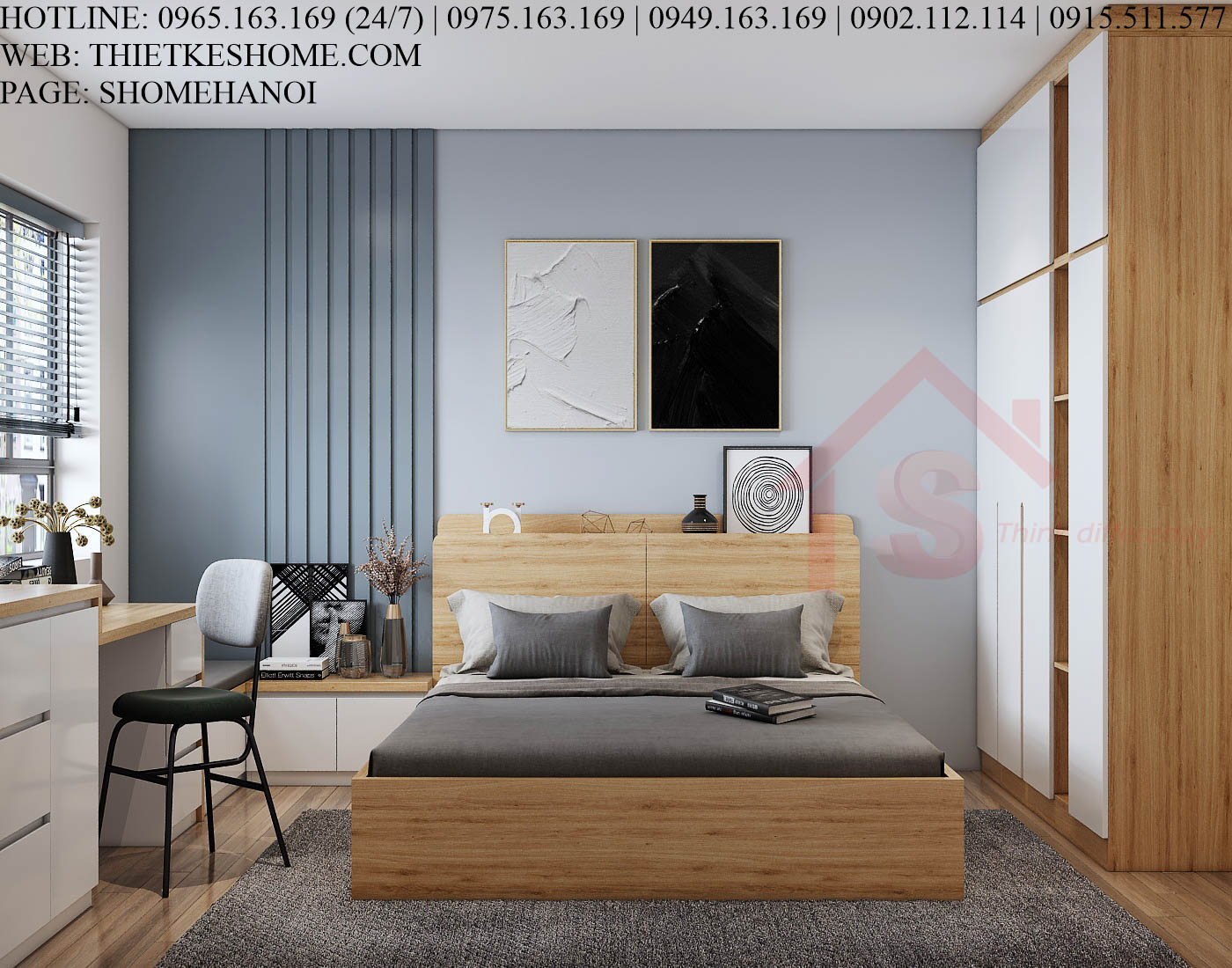 S HOME Combo mẫu nội thất phòng ngủ đẹp hiện đại tiện dụng SHOME6811