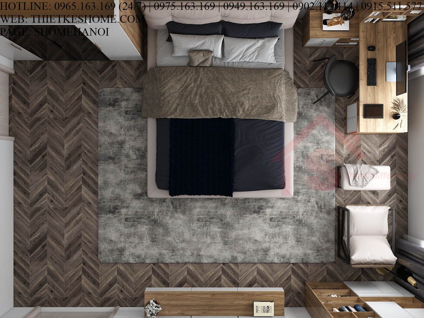 S HOME Combo mẫu nội thất phòng ngủ đẹp hiện đại tiện dụng SHOME6815