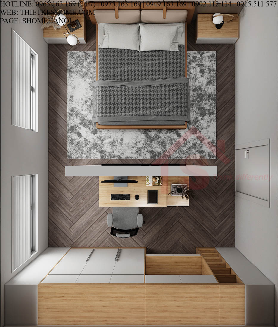 S HOME Combo mẫu nội thất phòng ngủ đẹp hiện đại tiện dụng SHOME6816