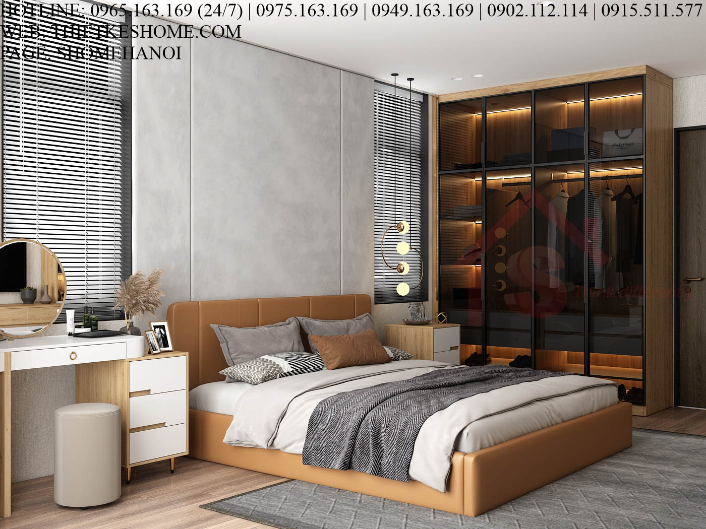 S HOME Combo mẫu nội thất phòng ngủ đẹp hiện đại tiện dụng SHOME6818