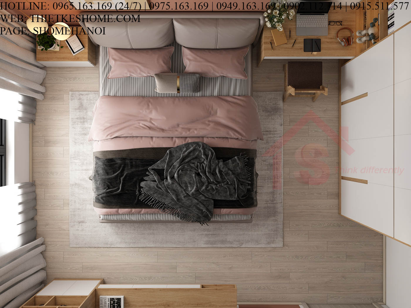 S HOME Combo mẫu nội thất phòng ngủ đẹp hiện đại tiện dụng SHOME6825