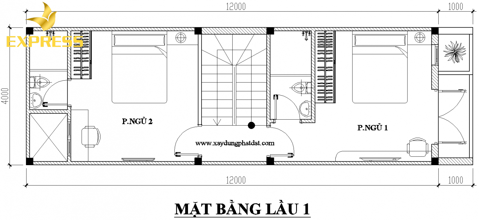 Công thức tính chi phí xây nhà 1 trệt 1 lầu 4x12