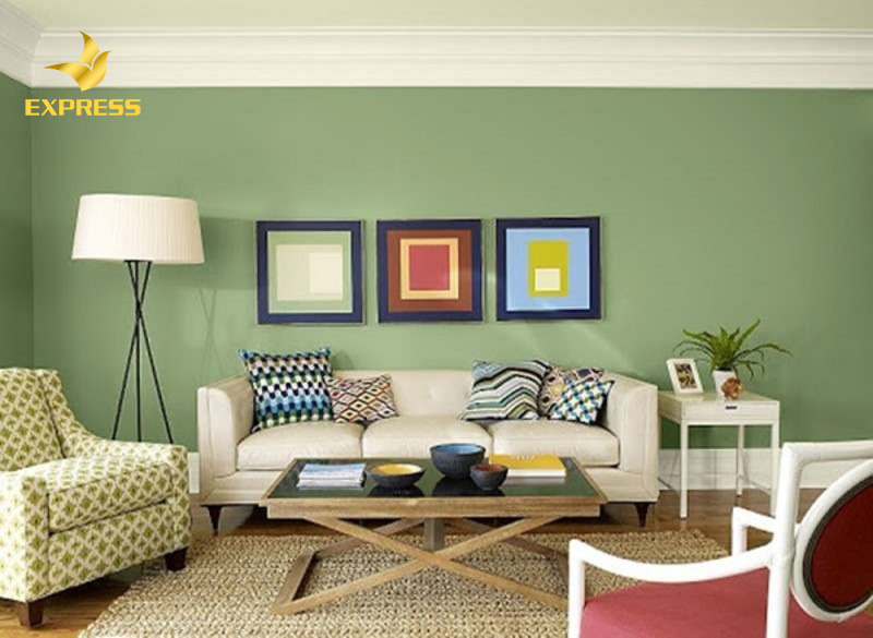Gia chủ chọn màu của mệnh Mộc như màu xanh rêu, xanh lá cây sơn phòng khách cũng rất tốt