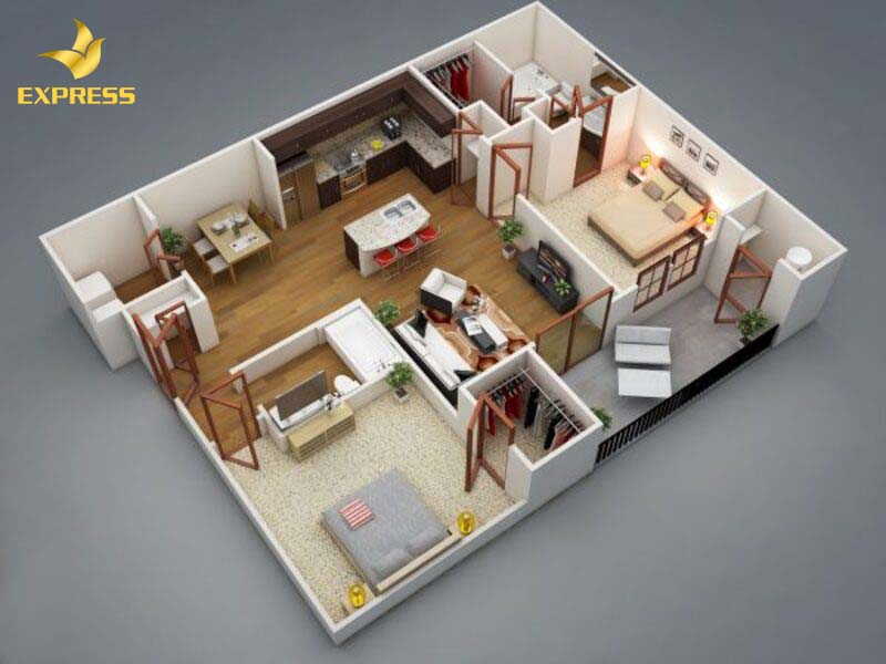 Tham khảo cách thiết kế nội thất chung cư 2 phòng ngủ đầy ấn tượng
