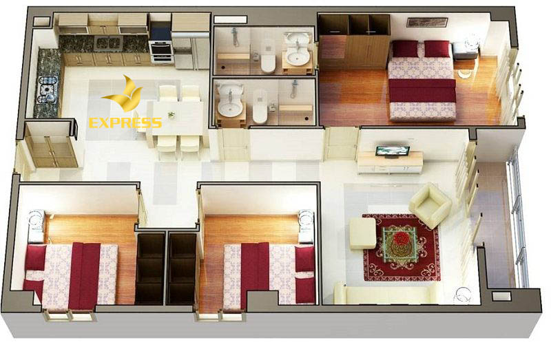 Top 10 mẫu thiết kế nội thất chung cư 3 phòng ngủ đẹp hiện nay