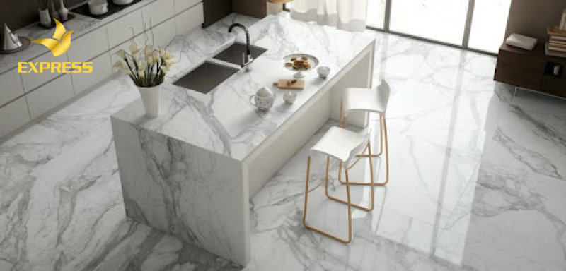 Nội thất nhà bếp sang trọng, tinh tế với đá marble