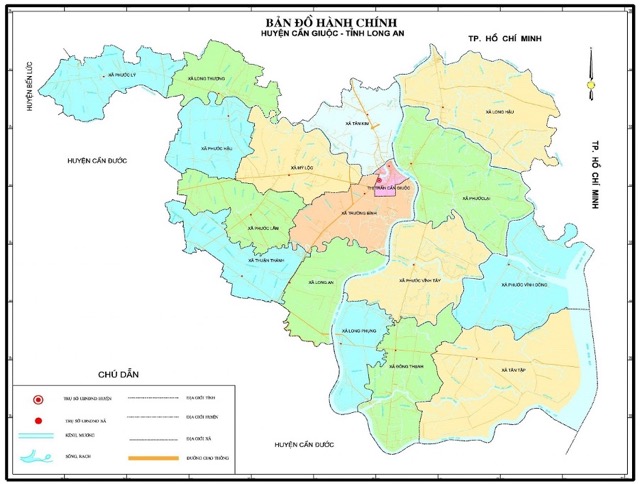 Bản đồ hành chính huyện Cần Giuộc