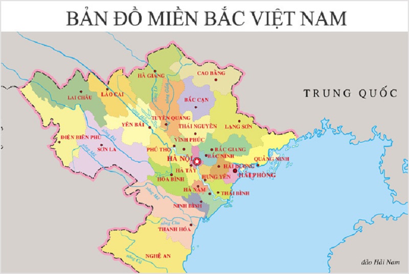 Bản đồ miền Bắc Việt Nam chi tiết thể hiện danh lam thắng cảnh