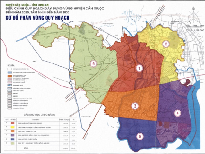 Bản đồ phân chia khu vực quy hoạch huyện Cần Đước