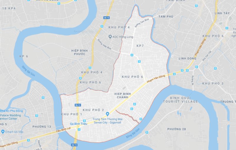 Bản đồ phường Hiệp Bình Chánh