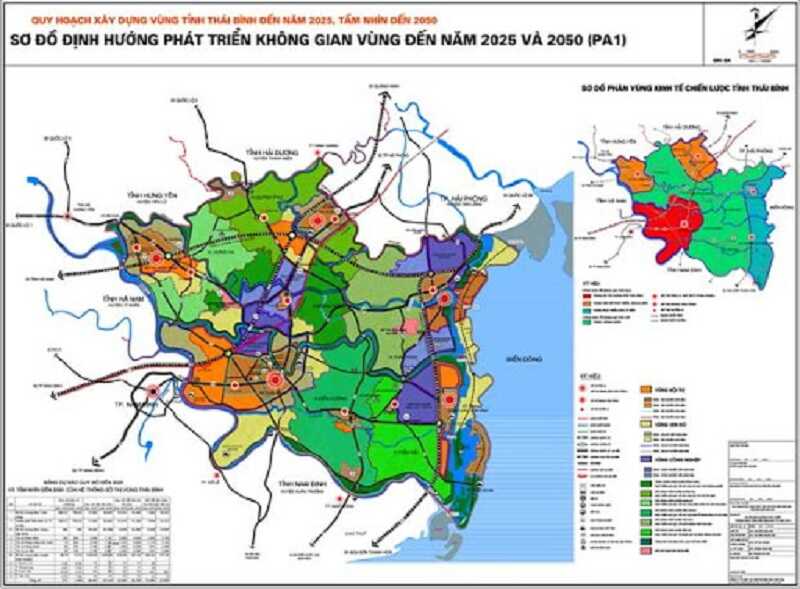 Bản đồ quy hoạch các không gian khu kinh tế của thành phố Thái Bình