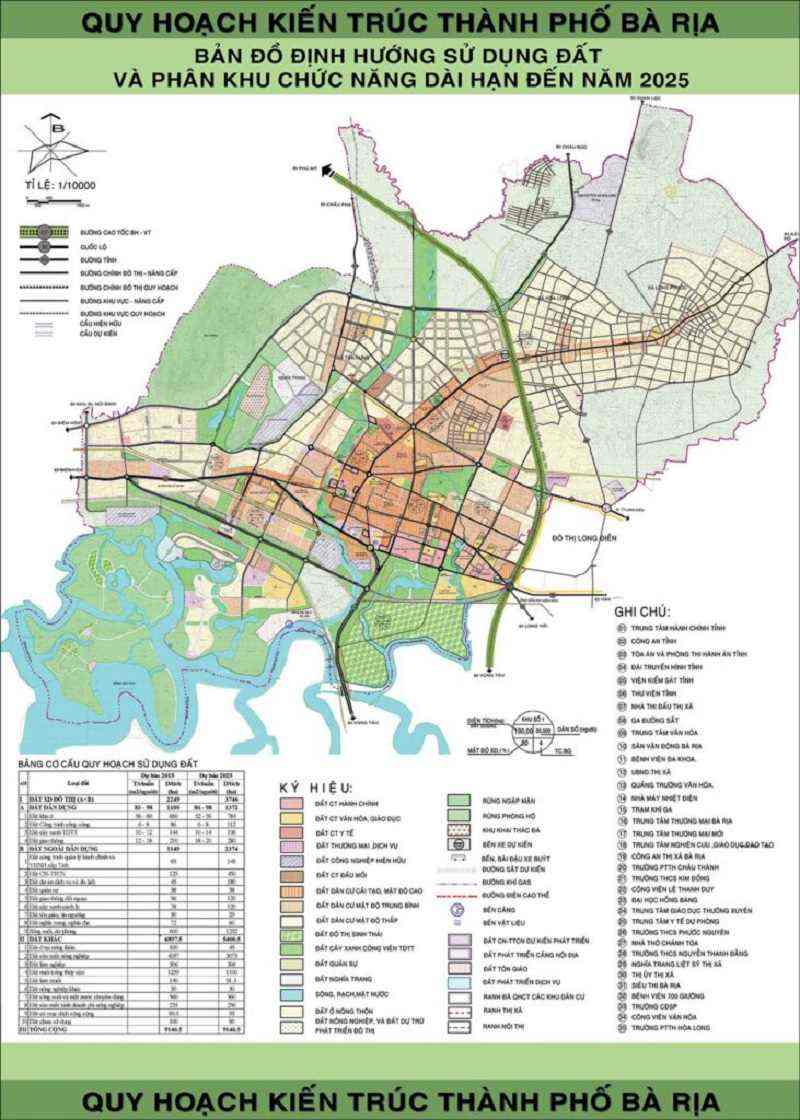 Bản đồ quy hoạch hạ tầng thành phố Bà Rịa