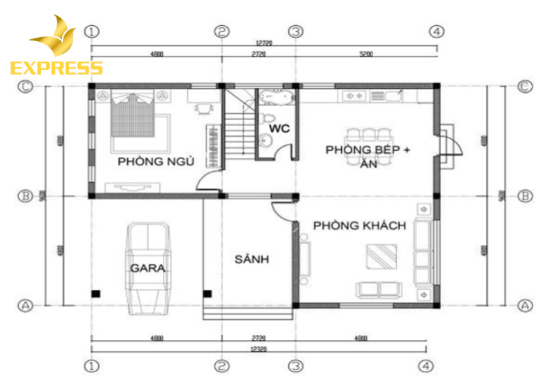 Bản vẽ mặt bằng biệt thự 2 tầng hiện đại