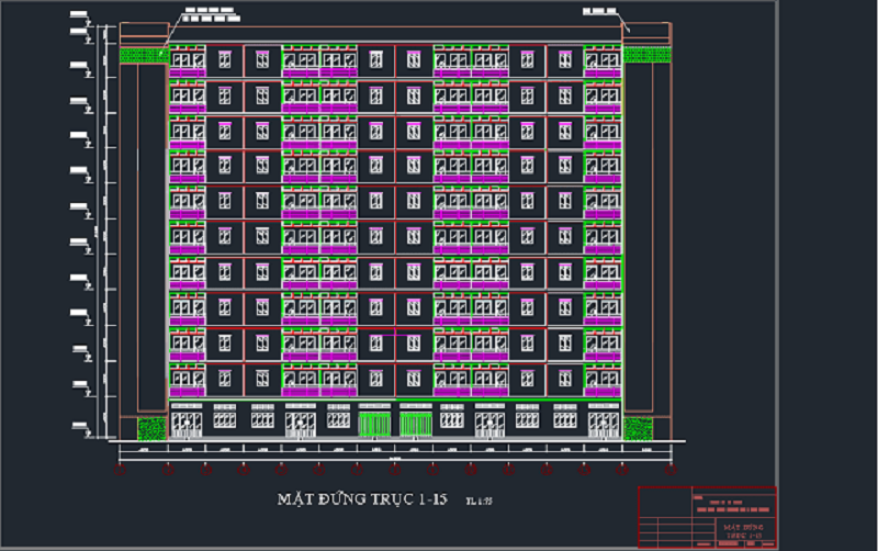 Bản vẽ cad chi tiết chung cư 10 tầng