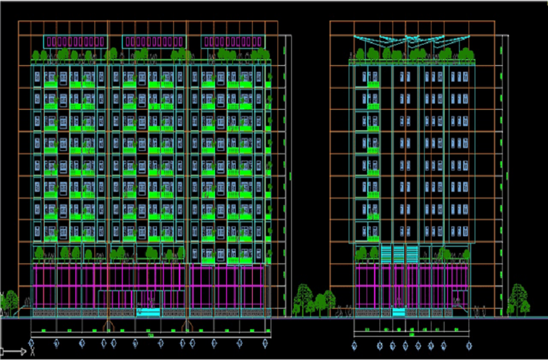 Bản vẽ cad chi tiết chung cư 11 tầng