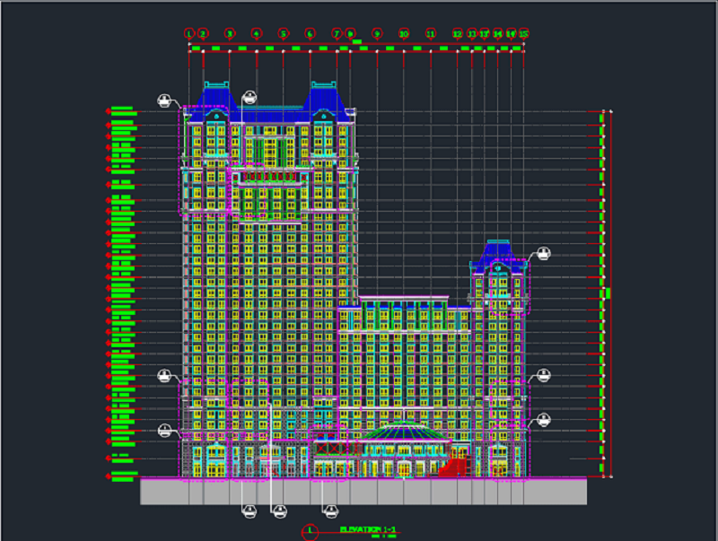 Bản vẽ cad chi tiết chung cư 33 tầng