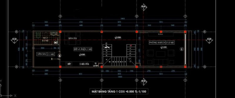 Bản vẽ cad mặt bằng tầng 2 chi tiết cho nhà phố 4x16m