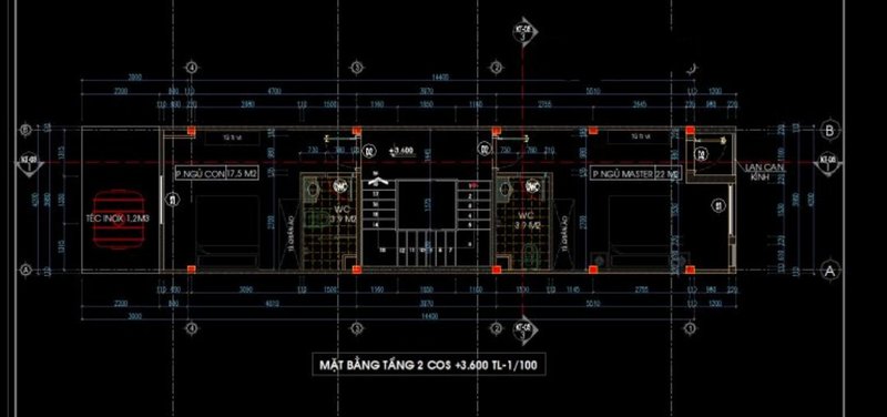 Bản vẽ cad mặt bằng tầng 1 chi tiết cho nhà phố 4x16m