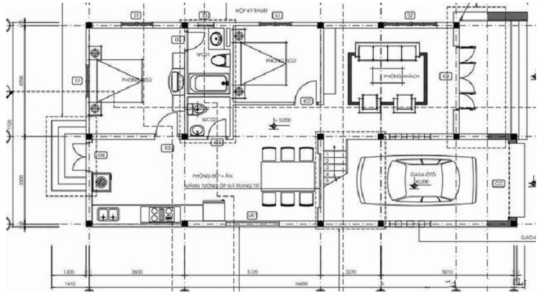 Bản vẽ mặt bằng tầng 2 nhà có 4 phòng ngủ