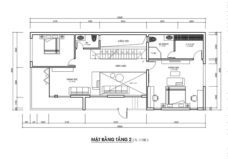 Bản vẽ tầng 2 mẫu 2