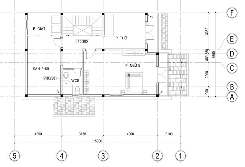 Bản vẽ tham khảo tầng áp mái