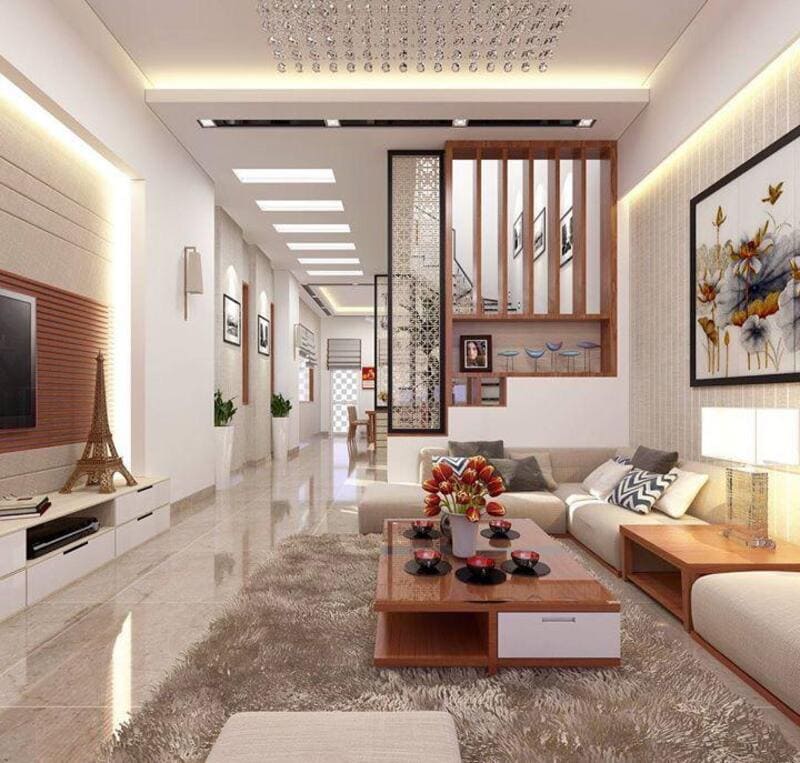 Diện tích phòng khách nhà ống 40m2