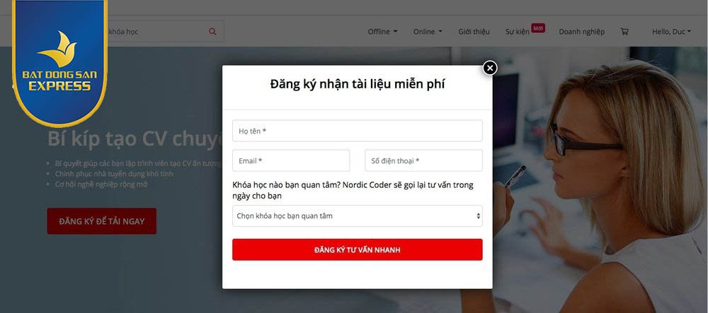 Những khách hàng đăng ký trên trang website