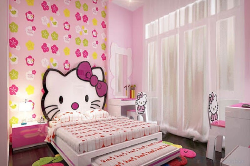 Giấy dán tường Hello Kitty cho bé gái