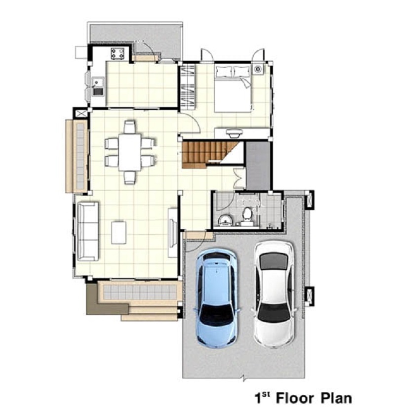 Mặt bằng tầng trệt 6x10m 2 tầng