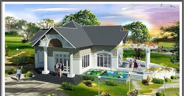 Mẫu nhà vườn mái Thái thiết kế đơn giản