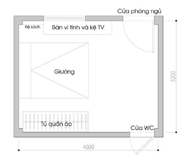 Mẫu thiết kế phòng ngủ nhỏ 10m2 cách 2