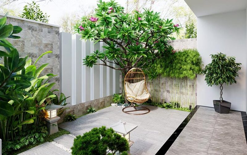 Thiết kế sân vườn tạo không gian trong xanh cho ngôi nhà